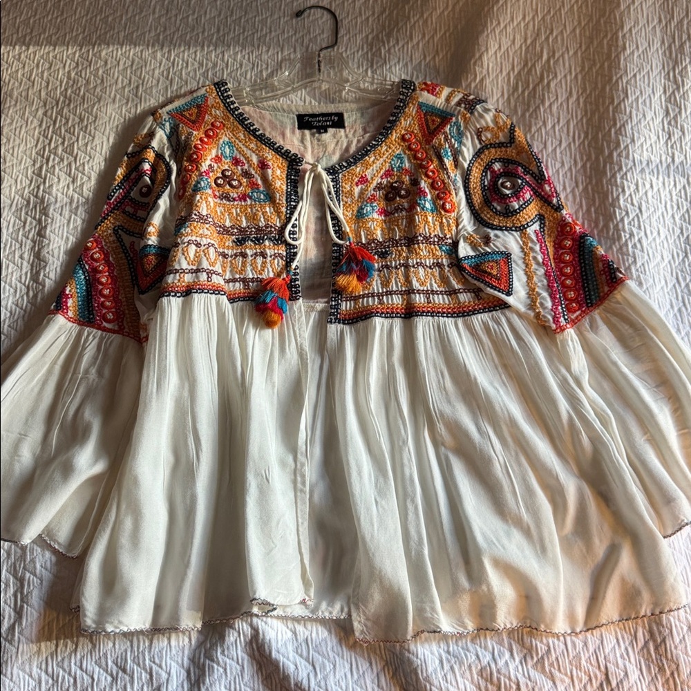 Feathers by Tolani Colorful Embroidered Blouse